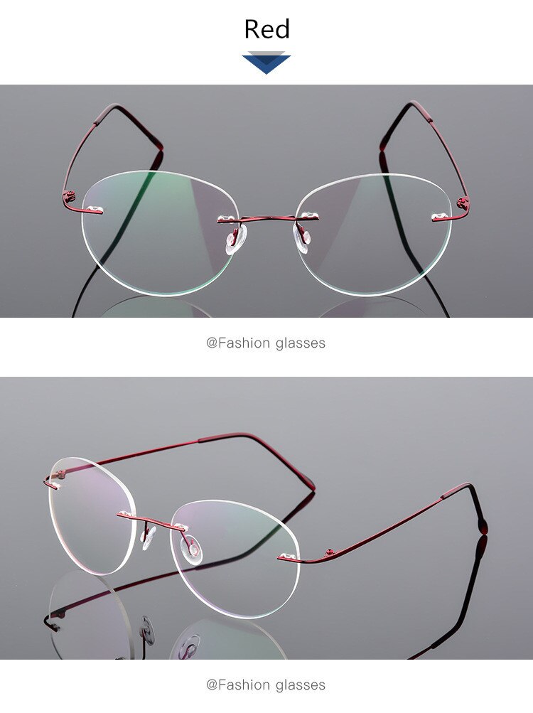Unisex Eyeglasses Round Ultra-light Memory Titanium Alloy 862 Frame SunnyFunnyDay C5 Red  