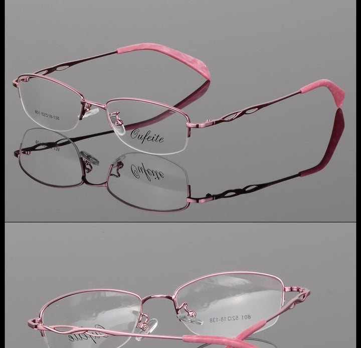 Women's Alloy Semi Rim Frame Oval Eyeglasses 601 Semi Rim Bclear   