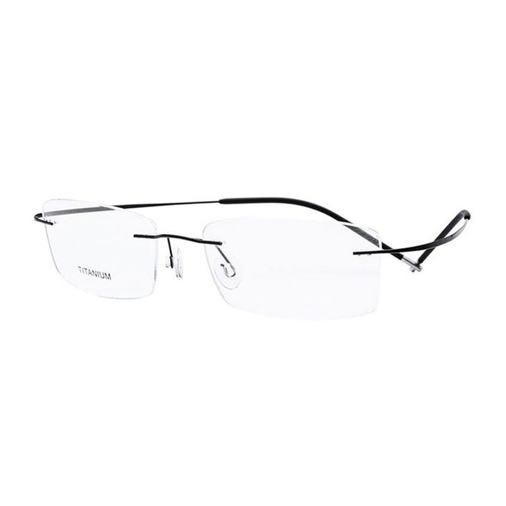 Hotochki Unisex Rimless Titanium Frame Eyeglasses E1055 Rimless Hotochki black  