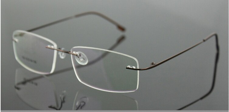 Men's Eyeglasses Rimless Titanium Ultra Light 763 Rimless Chashma Brown  