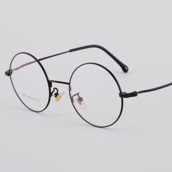 Unisex Round Alloy Full Rim Eyeglasses Scd86 Full Rim Bclear black  
