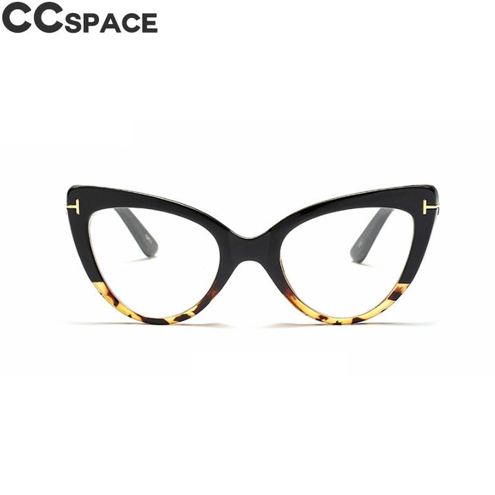 CCSpace Women's Full Rim Cat Eye Acetate Frame Eyeglasses 45131 Full Rim CCspace C9 leopard clear  