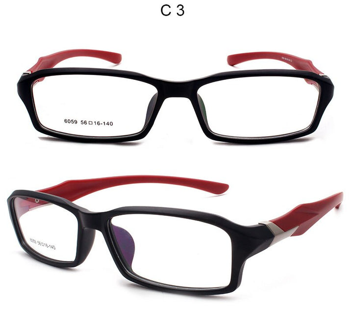 Unisex Sports Full Plastic Titanium Frame Eyeglasses 6059 Sport Eyewear Bclear C 3  