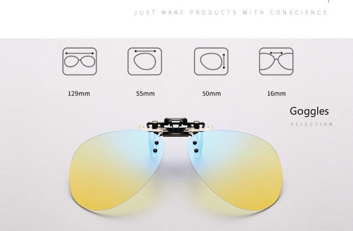 Unisex Square Clip On Sunglasses Uv400  Hmc Clip On Sunglasses Brightzone goggles 1.50 