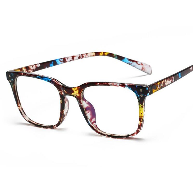 Hotochki Unisex Full Rim TR-90 Resin Square Acetate Frame Eyeglasses 5025 Full Rim Hotochki blue flower  