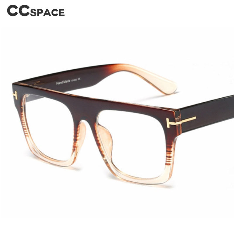 CCSpace Unisex Full Rim Square Resin Titanium Frame Eyeglasses 45718 Full Rim CCspace   