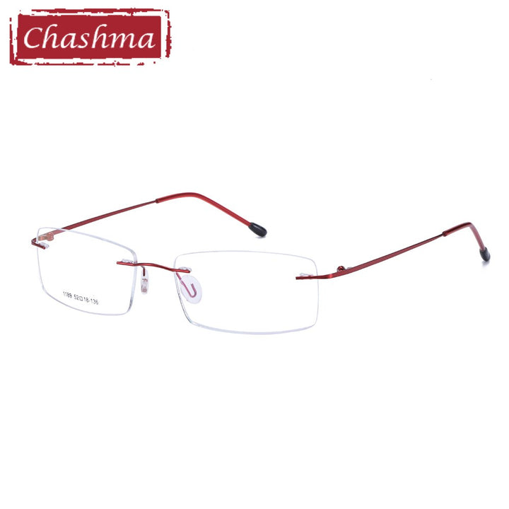Men's Eyeglasses 2 g Rimless Titanium 1189 Rimless Chashma Red  