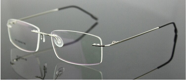 Men's Eyeglasses Rimless Titanium Ultra Light 763 Rimless Chashma Silver  