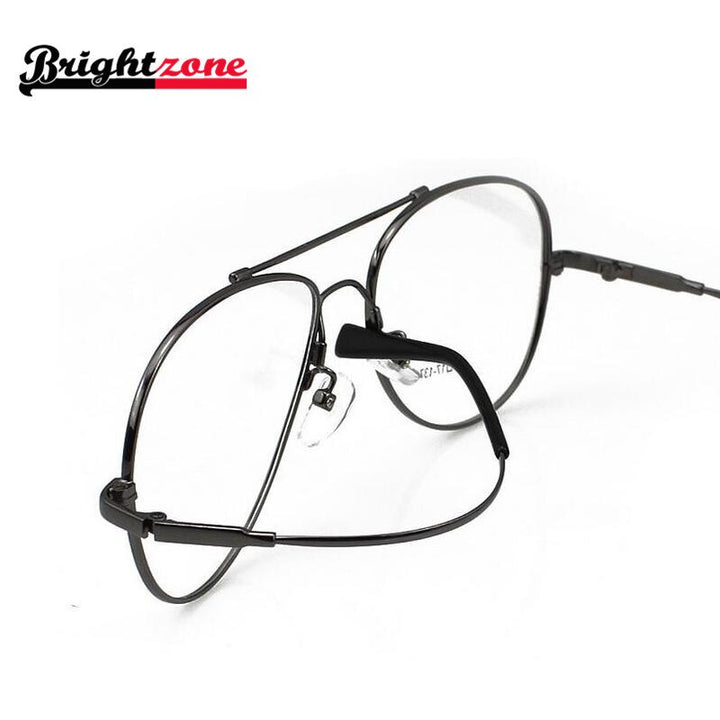 Men's Eyeglasses Big Size Aviator Metal Flexible B1013 Frame Brightzone   