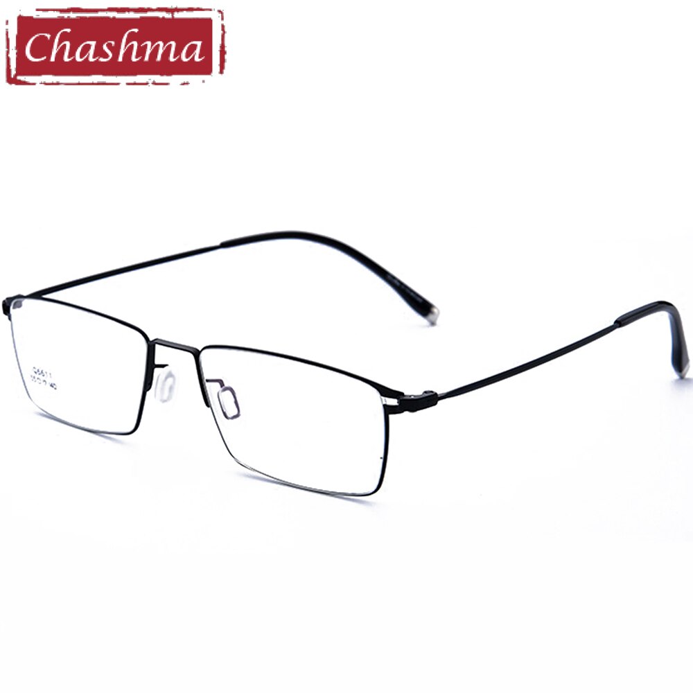 Chashma Ottica Men's Full Rim Square Titanium Alloy Eyeglasses 6611 Full Rim Chashma Ottica Black  