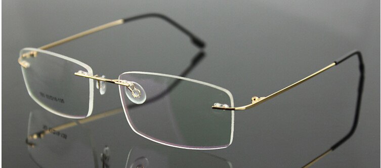 Chashma Ottica Unisex Rimless Rectangle Titanium Alloy Eyeglasses 763 Rimless Chashma Ottica Gold  