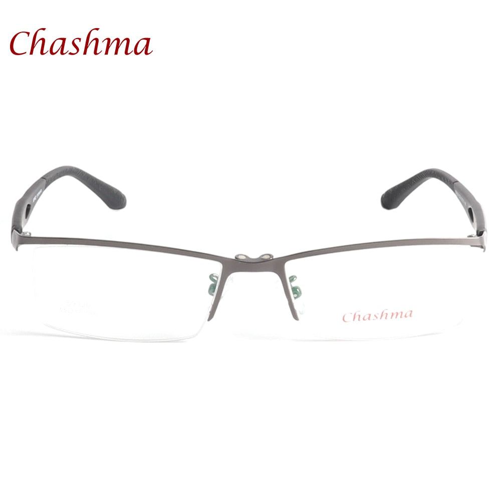 Chashma Ochki Men's Semi Rim Rectangle Alloy Eyeglasses Clip On Polarized Sunglasses 9320 Sunglasses Chashma Ochki Gun  