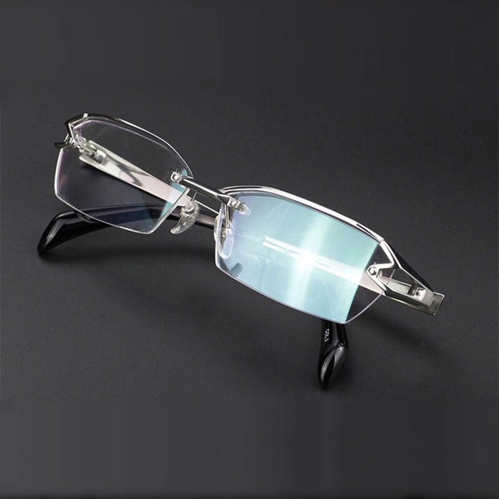 Reven Jate F1143 Glasses Pure Titanium Frame Eyeglasses Rx Men Glasses Frame Reven Jate Silver  