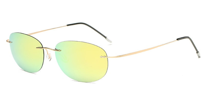 Men's Sunglasses Polarized Sport Rimless Titanium 7.9g Sunglasses Brightzone Gold Rim Gold  
