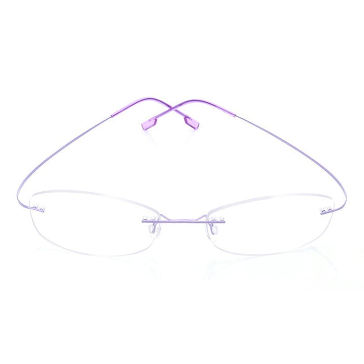 Handoer Unisex Rimless Customized Shaped Lenses 865 Titanium Eyeglasses Rimless Handoer purple  