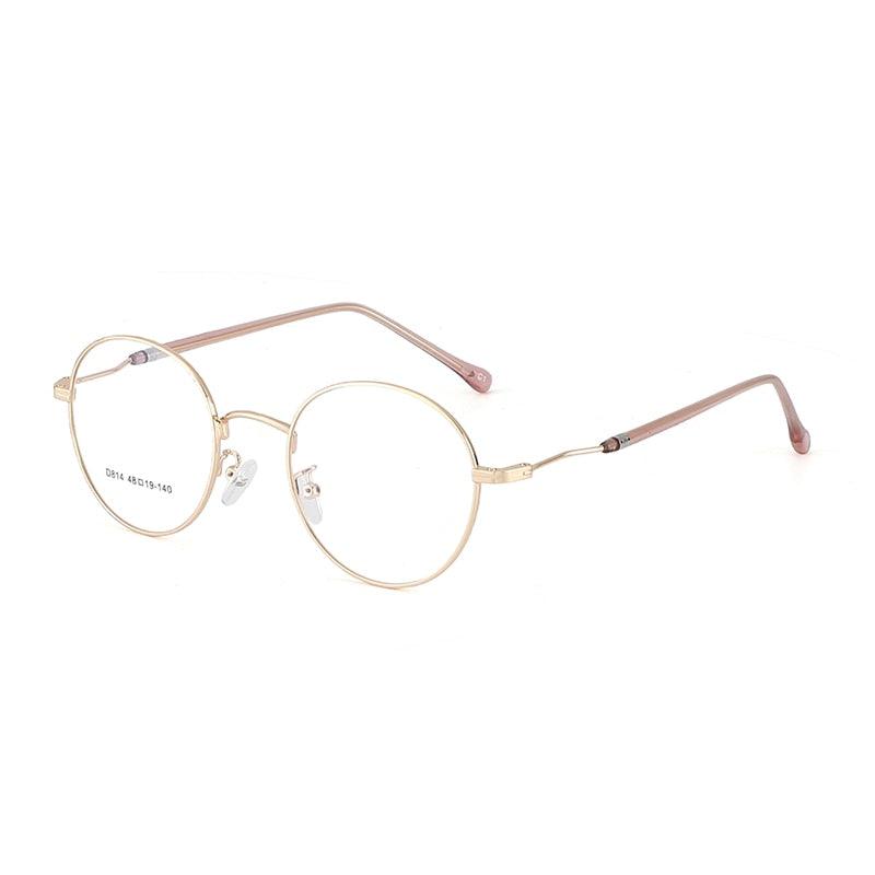 Unisex Round Alloy Frame Eyeglasses Sc814 Frame Bclear gold  