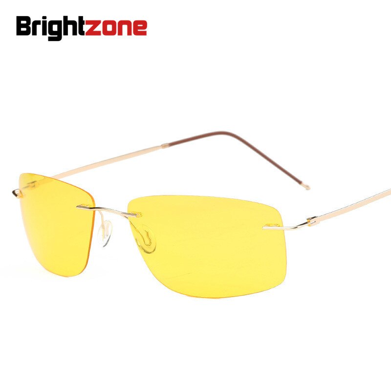 Men's Sunglasses Polarized Rimless Titanium Mirror Color Sunglasses Brightzone   