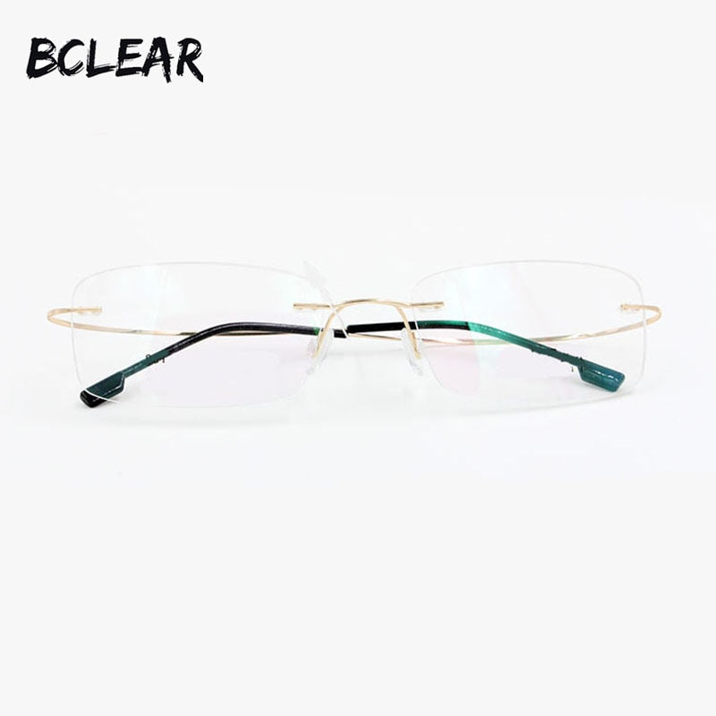 Unisex Eyeglasses Memory Titanium Alloy Rimless Frame Flexible 763 Rimless Bclear Black  