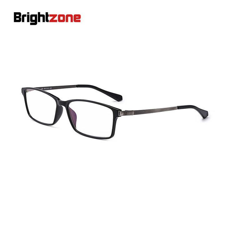 Men's Reading Glasses Square Anti Blue Light 109 Reading Glasses Brightzone +100 Black Silver andCase 
