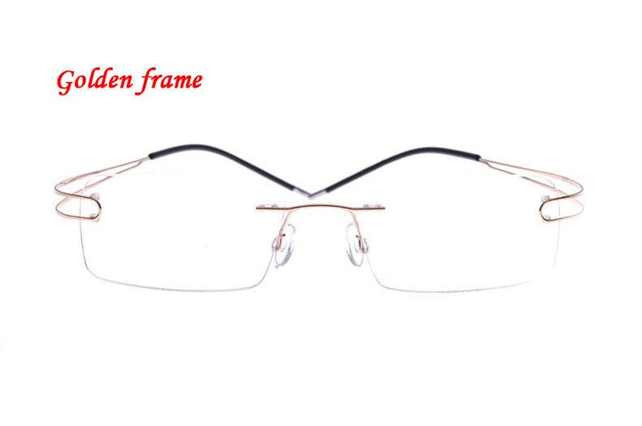 Unisex Eyeglasses Ultra-light Titanium Rimless 4022 Rimless Brightzone Gold  
