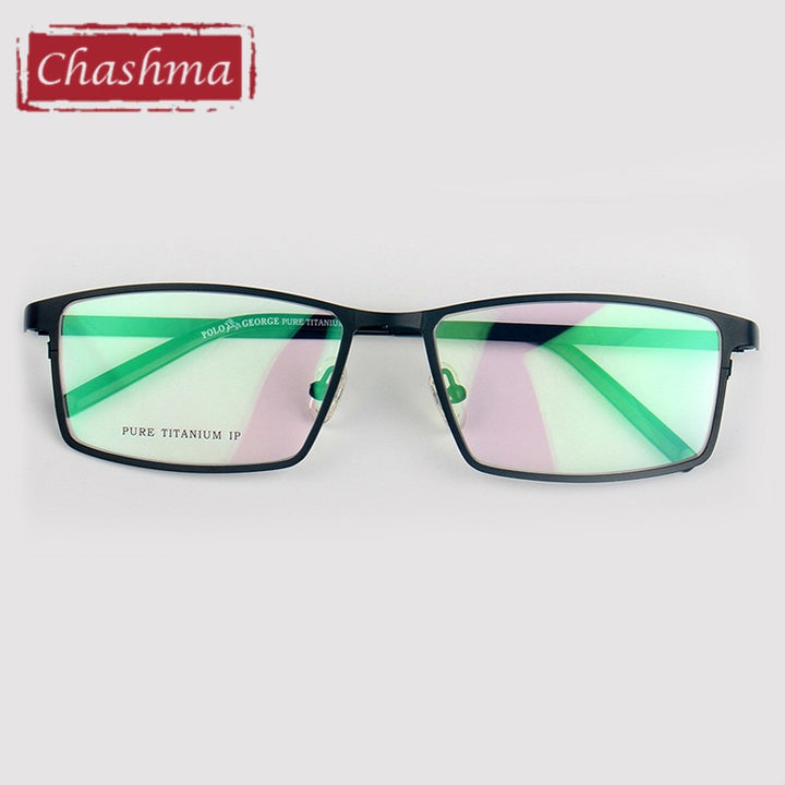 Chashma Ottica Men's Full Rim Square Titanium Eyeglasses 7021 Full Rim Chashma Ottica Black  