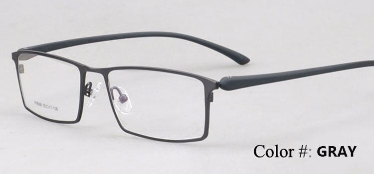 Men's Eyeglasses Full Frame Alloy Rectangular 9068 Frame Bclear gray  