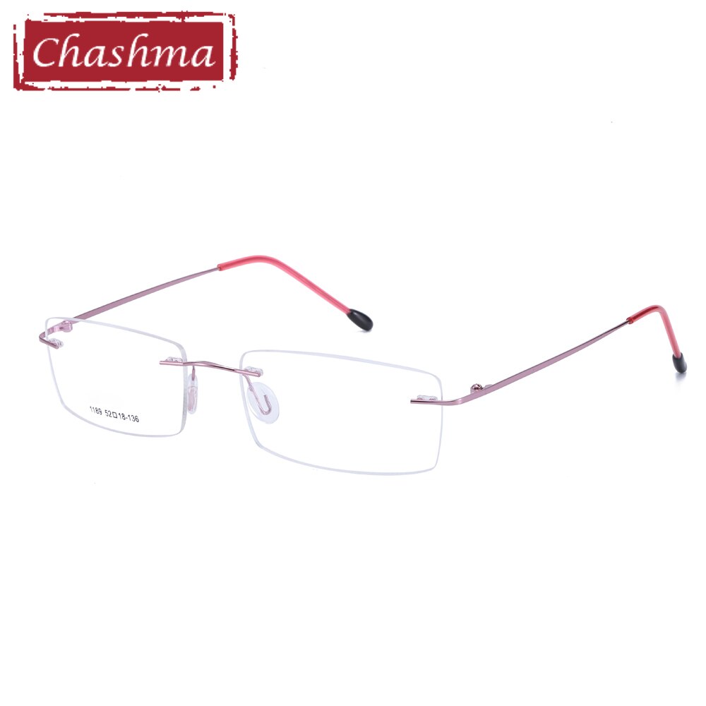 Men's Eyeglasses 2 g Rimless Titanium 1189 Rimless Chashma Pink  