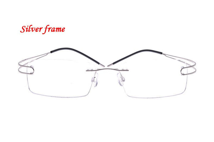 Unisex Eyeglasses Ultra-light Titanium Rimless 4022 Rimless Brightzone Silver  