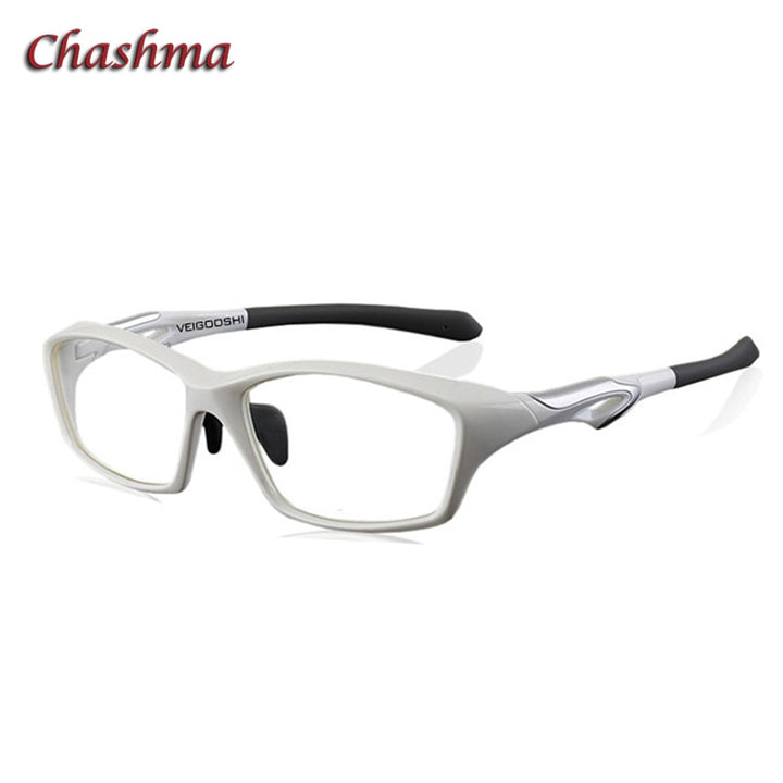 Chashma Ochki Unisex Full Rim Square Tr 90 Titanium Sport Eyeglasses 8021 Sport Eyewear Chashma Ochki White  