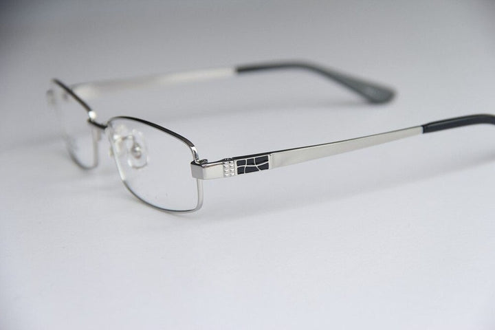 Chashma Ottica Men's Full Rim Rectangle Titanium Eyeglasses 8835 Full Rim Chashma Ottica silver  