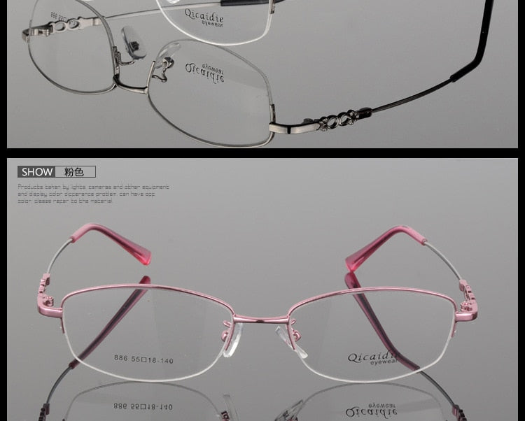 Women's Alloy Frame Half Rim Eyeglasses 886 Semi Rim Bclear   