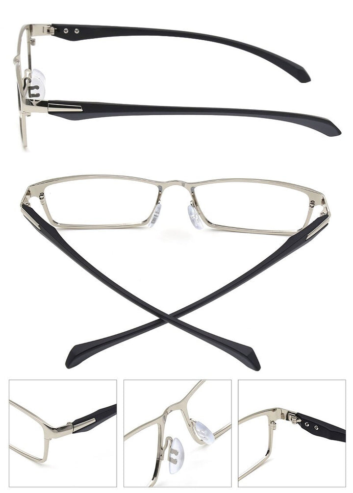 Hotochki Men's Full Rim IP Electronic Plated Alloy Metal Frame Eyeglasses Full Rim Hotochki   