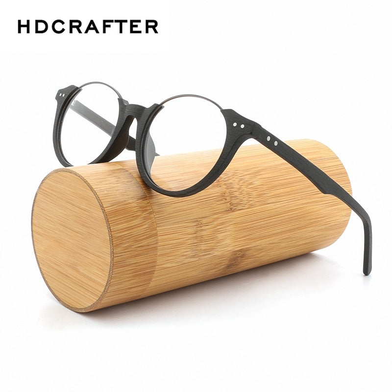Hdcrafter Unisex Full Rim Square Wood Metal Frame Eyeglasses Ft5359 Full Rim Hdcrafter Eyeglasses   