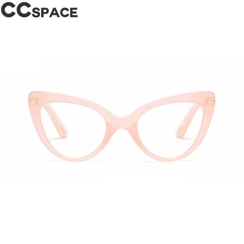 CCSpace Women's Full Rim Cat Eye Acetate Frame Eyeglasses 45131 Full Rim CCspace C11 pink clear  