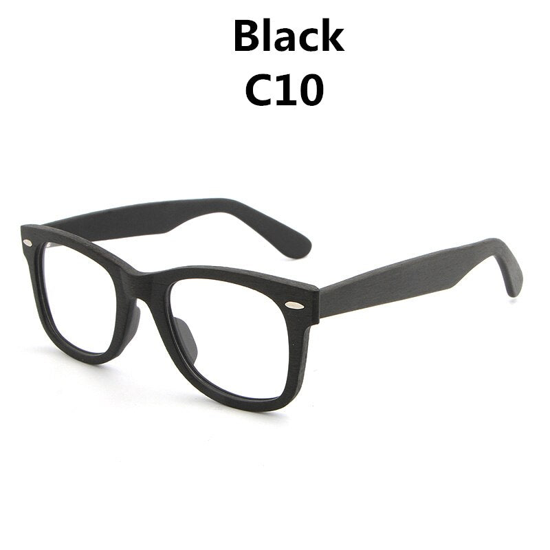 Hdcrafter Unisex Full Rim Square Round Wood Frame Eyeglasses Lhb031 Full Rim Hdcrafter Eyeglasses BlackC10  