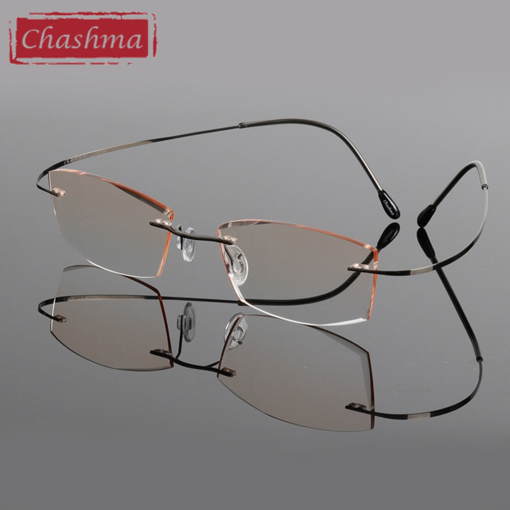 Chashma Ottica Men's Eyeglasses | Rimless Titanium | Tinted Lenses – FuzWeb