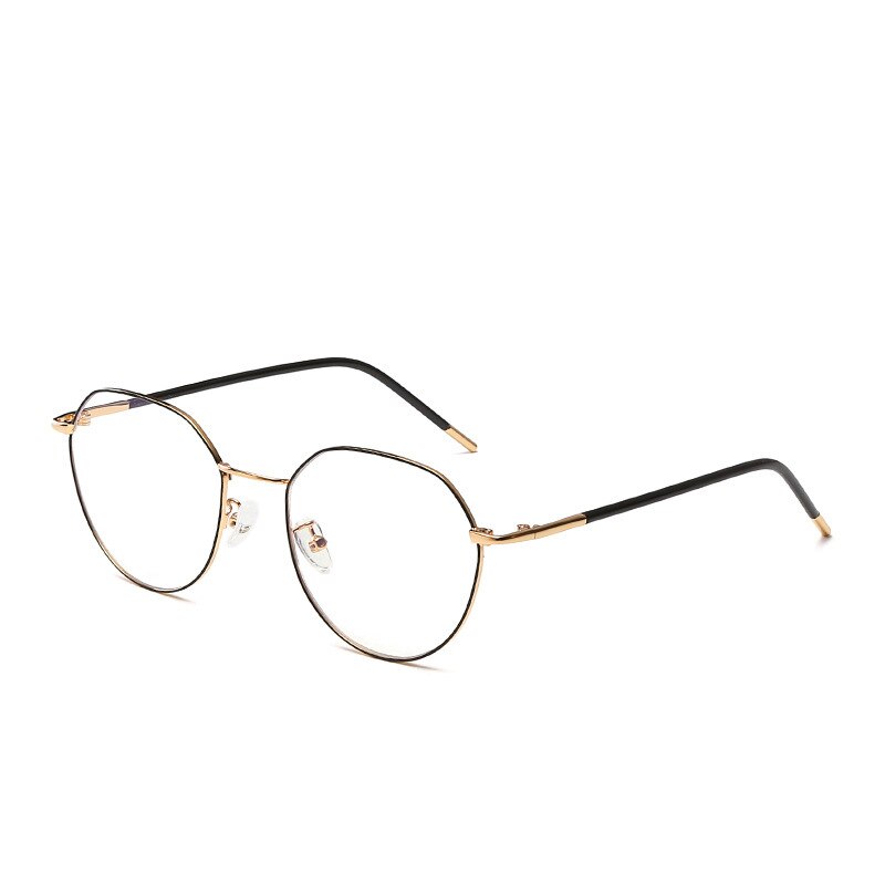 Women's Round Alloy Frame Anti Blue Light Eyeglasses 9572 Anti Blue Brightzone gold black  