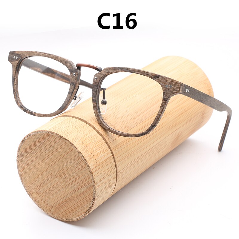 Hdcrafter Unisex Full Rim Square Round Wood Frame Eyeglasses Lbh025 Full Rim Hdcrafter Eyeglasses C16  