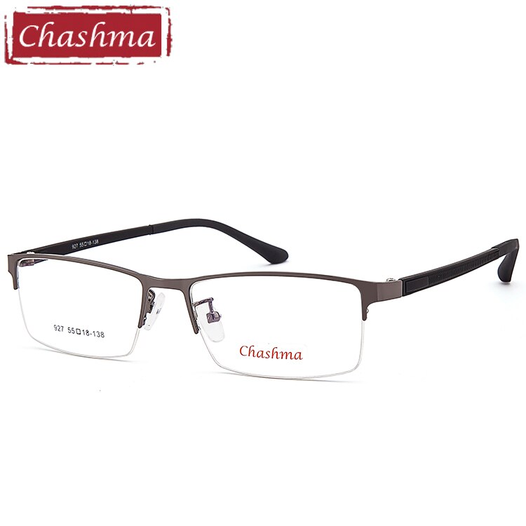 Chashma Ottica Men's Semi Rim Square Tr 90 Alloy Eyeglasses 927 Semi Rim Chashma Ottica Gray  