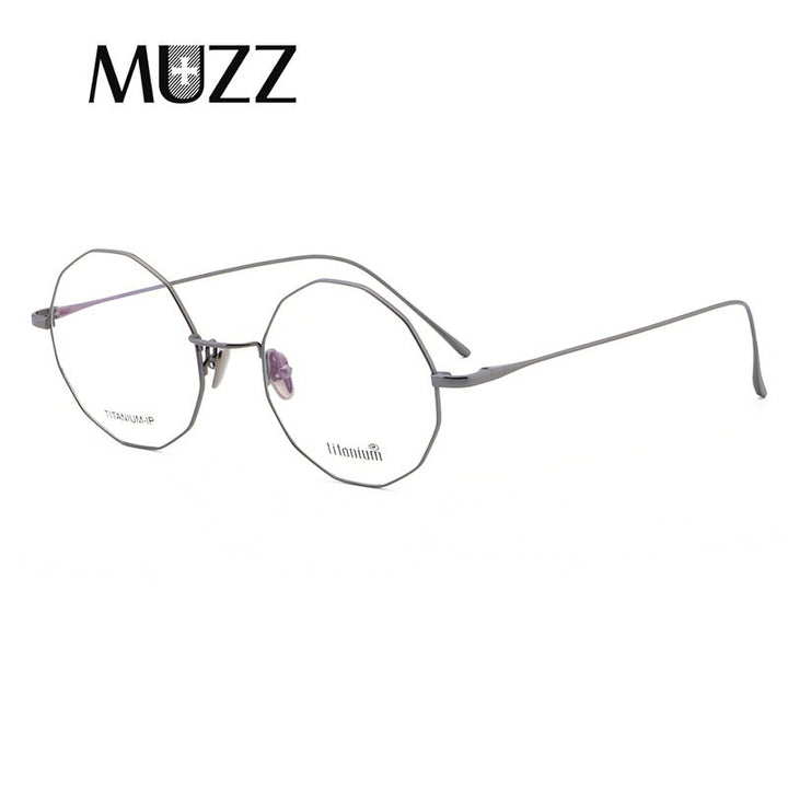 Muzz Unisex Full Rim Irregular Round Titanium Frame Eyeglasses Wz9138 Full Rim Muzz   