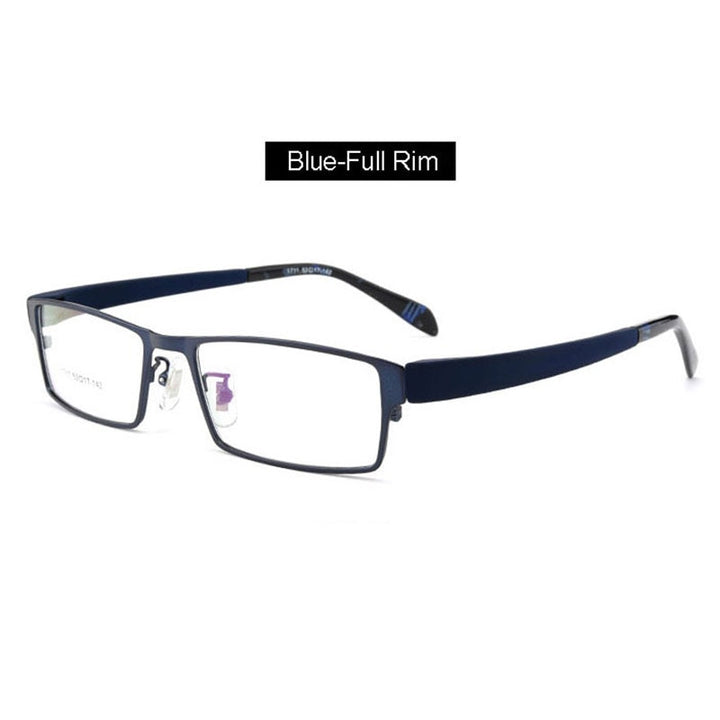 Hotochki Men's Full Rim IP Electroplated Alloy Frame Eyeglasses 1711 Full Rim Hotochki Blue Full-Rim  