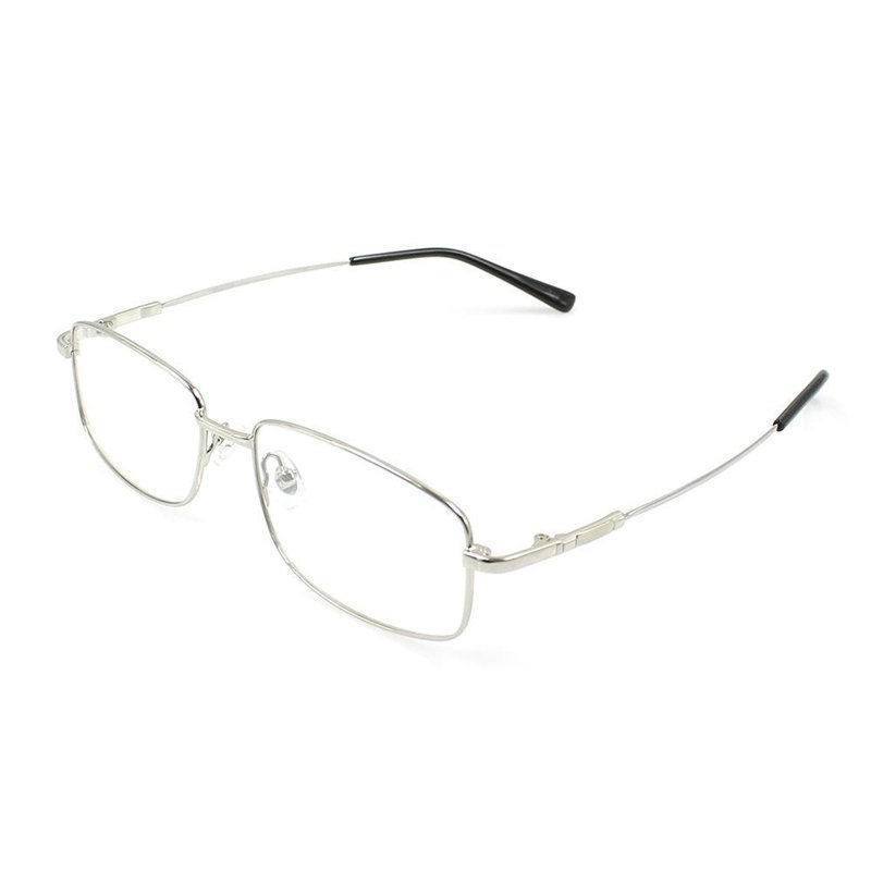 Men's Eyeglasses Titanium Metal Alloy Flexible Frame B21395 Frame Brightzone silver  