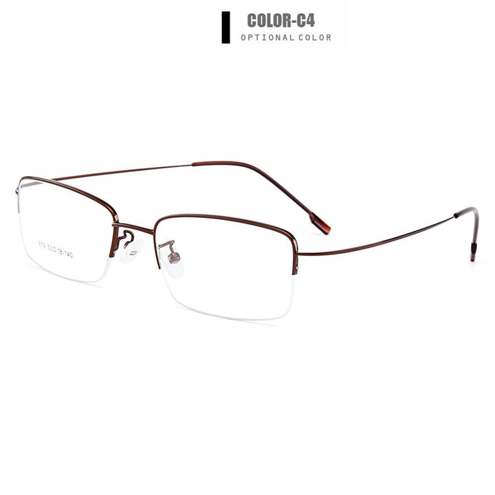 Men's Eyeglasses Semi Rim Memory Titanium Alloy Y879 Frames Gmei Optical C4-Brown  