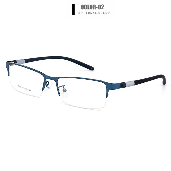 Men's Eyeglasses Semi Rim Titanium Alloy Square Y2442 Frame Gmei Optical C2  