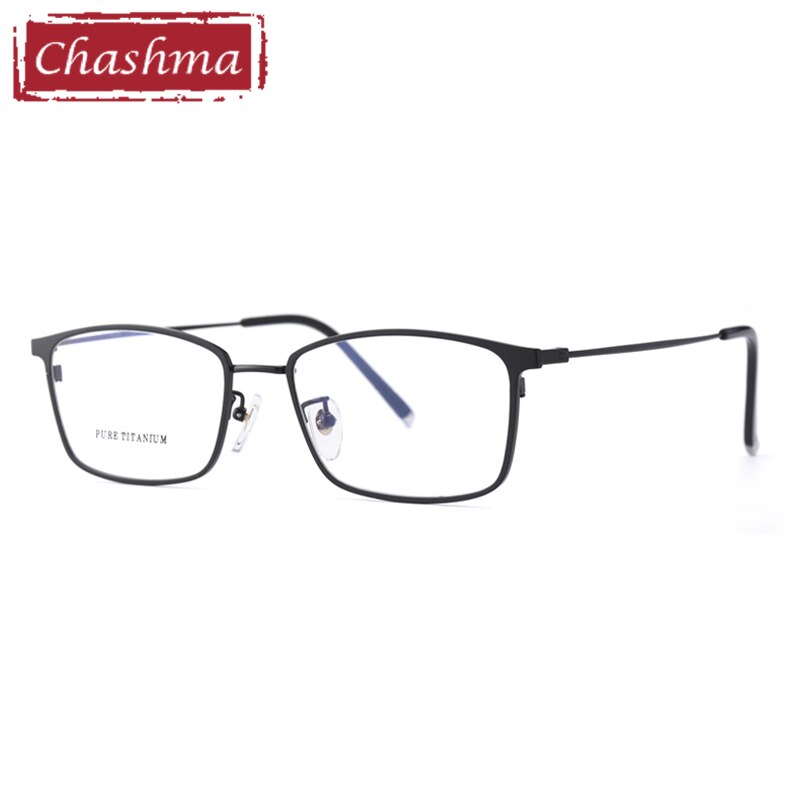 Chashma Ottica Men's Full Rim Square Titanium Eyeglasses 9910 Full Rim Chashma Ottica Black  