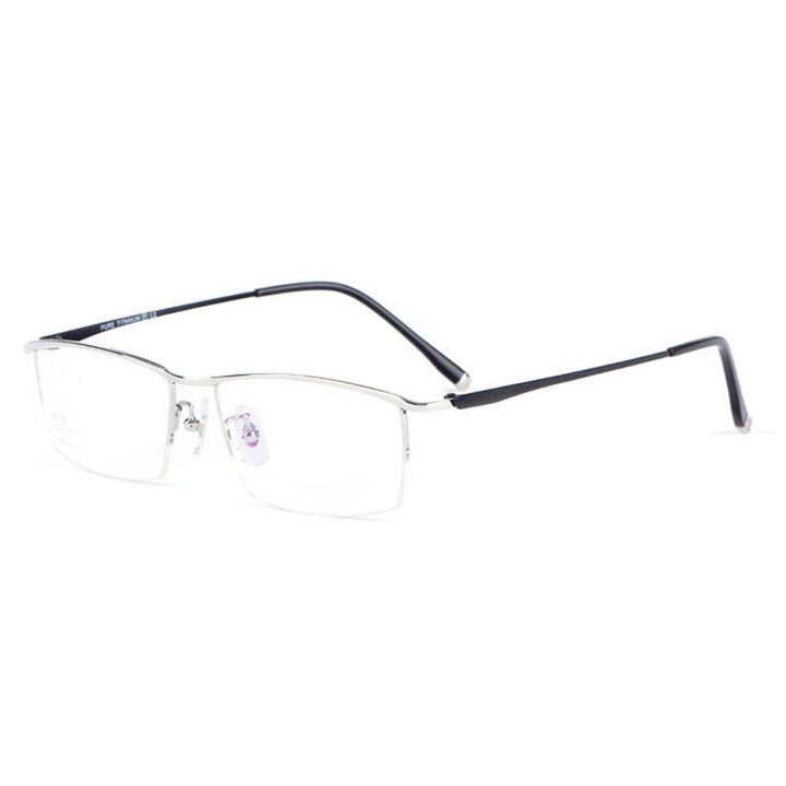 Reven Jate Glasses Half Rim Eyeglasses Titanium Frame Lens Eye Glasses Frame Eyewear Semi Rim Reven Jate Silver  