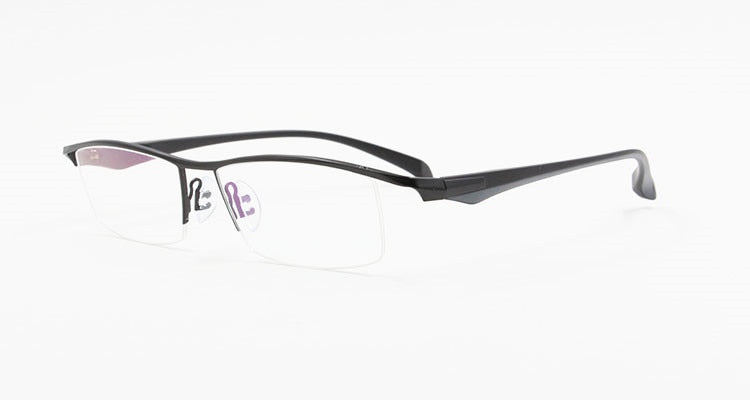 Bclear Men's Eyeglasses Half Rim Brand Titanium Alloy Ultralight Square Spectacle Semi Rim Bclear Black  