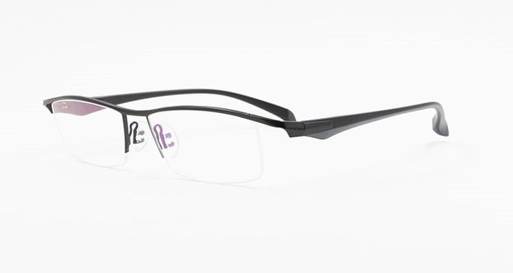 Bclear Men's Eyeglasses Half Rim Brand Titanium Alloy Ultralight Square Spectacle Semi Rim Bclear Black  
