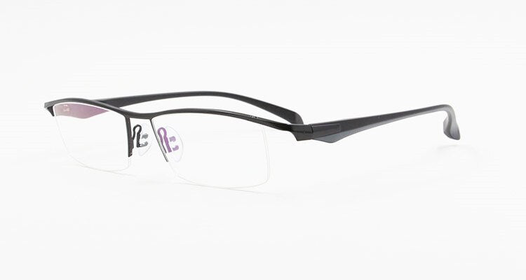 Men's Titanium Alloy Eyeglasses Half Rim Frame P8011 Semi Rim Bclear black  