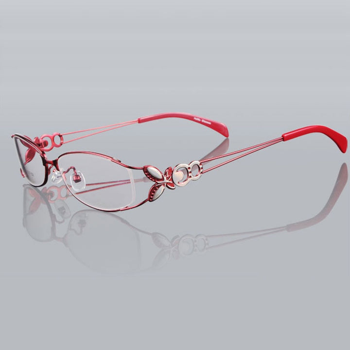 Hotochki Women's Full Rim Alloy Butterfly Frame Eyeglasses 6150 Full Rim Hotochki Red  
